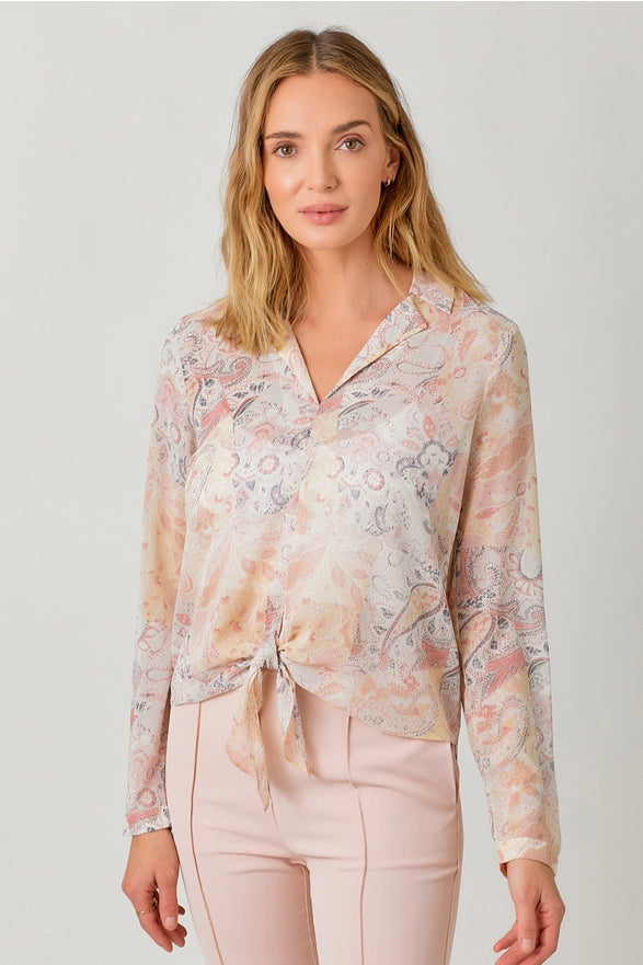 Paloma Patchwork Paisley Print Tie Front Top