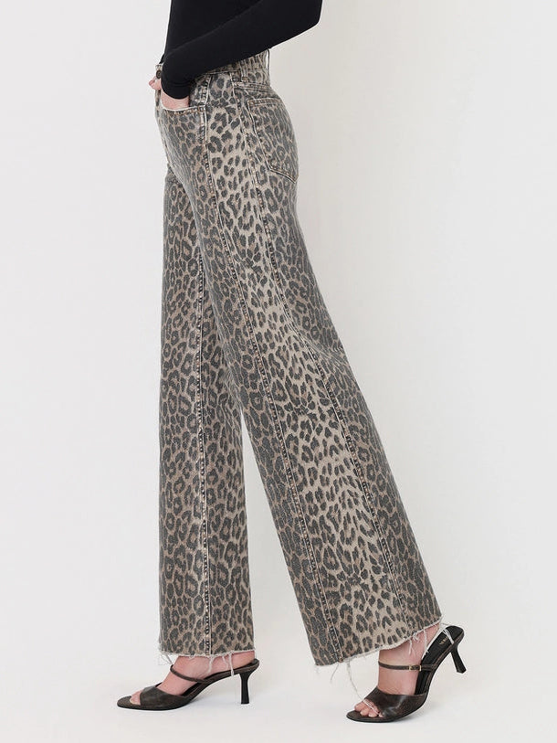 Leopard King High Rise Wide Leg Jeans
