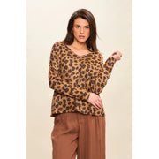 Leopard Spots V-Neckline Sweater