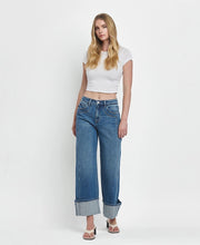 Stetson Super High Rise Baggy Wide Cuffed Ankle Jeans