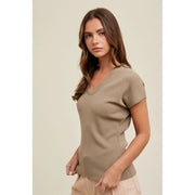 Amber Cap Sleeve Scoop Neck Fitted Sweater