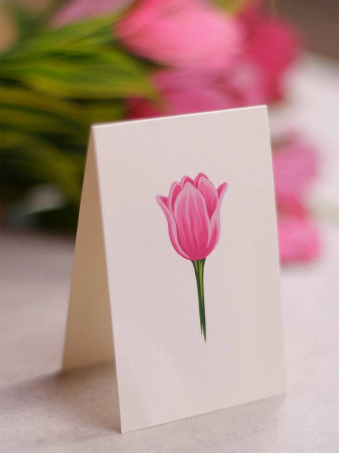 Pink Tulips Pop Up Bouquet Card