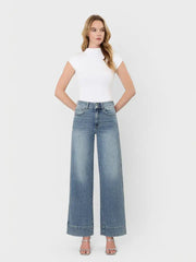 High Road Super High Rise 2-Button Wide Leg Trouser Jeans