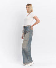 Flower-Child High Rise Elastic/Tie Baggy Wide Leg Jeans