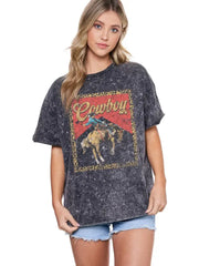 Western Cowboy Leopard Frame Vintage Western Graphic Tee