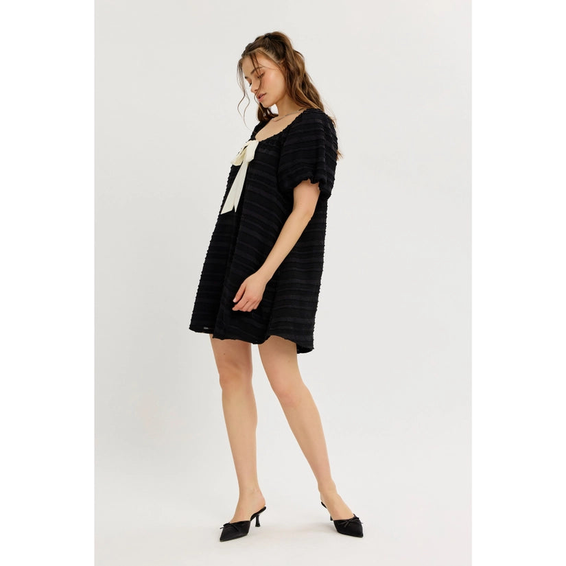 Bellamarie Textured Dress Bow-Tie Front Mini Dress