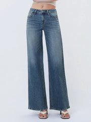 Mama Tried Mid Rise Wide Leg Vintage Wash Denim Jeans