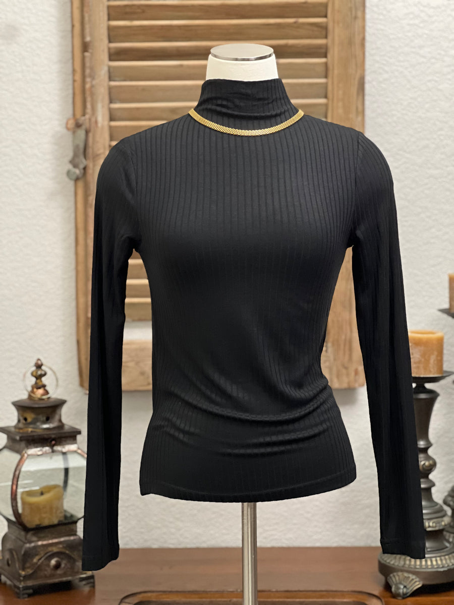 Carleigh Long Sleeve Ribbed Mock Neck Top