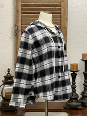 Tori Hooded Flannel Plaid Button Up Shirt