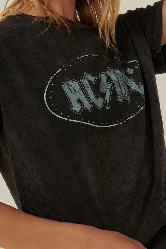 AC/DC Studded Logo Vintage Wash Graphic Tee