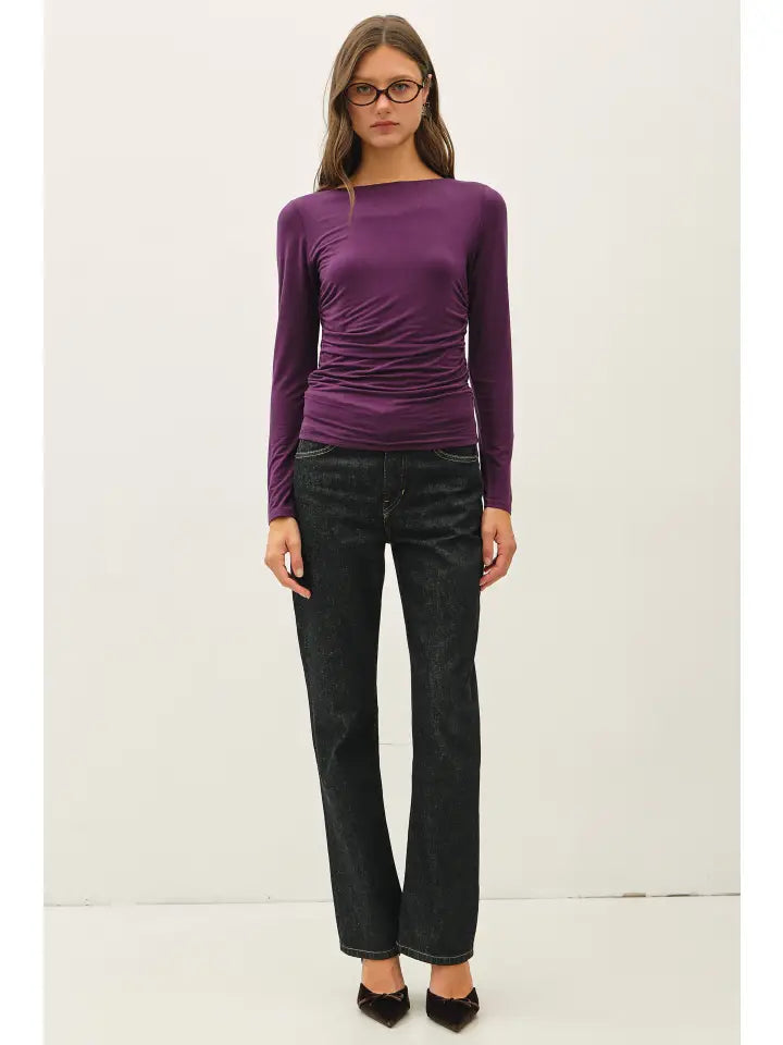 Caterina Boat Neck Long Sleeve Top
