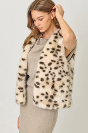 Snow Leopard Faux Fur Minky Vest