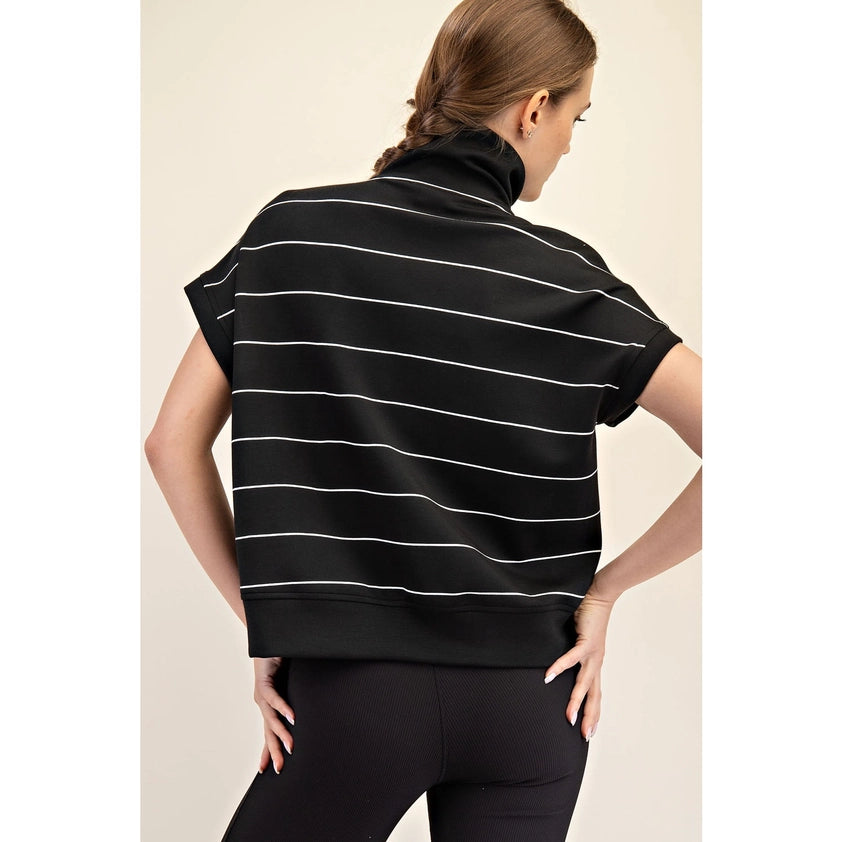 Ashton Luxe Quarter Zip Mock Neck Short Sleeve Pullover Lounge Top