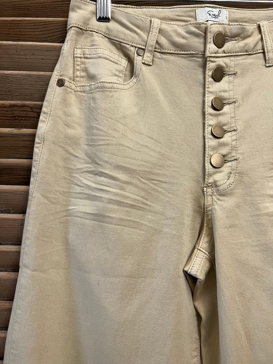 Bristol Button Fly Colored Denim Wide Leg Crop Pant Jeans