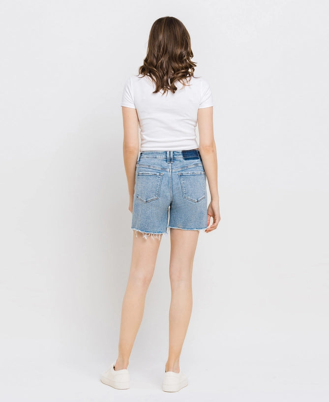 Vervet High Rise Midi Fray Hem Shorts