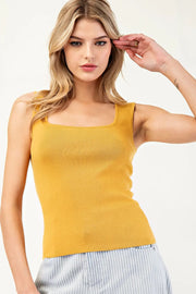 Karla Square Neck Sweater Knit Tank Top