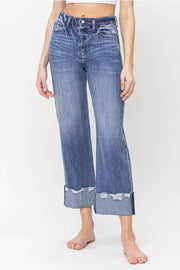 Jodie High Rise Dad Jeans with Edge Grinding Cuffs