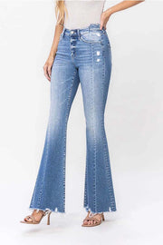 Groovy High Rise Panel Flare with Uneven Waist Jeans