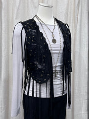 Saloon Lace & Eyelet Fringe Mini Vest