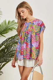 Le Fleur Print Babydoll Top