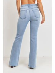 High Rise Flare with Scissor Cut Hem Jeans