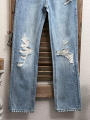 Trouble High Rise Distressed Boyfriend Jeans