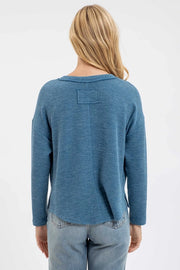 Tommie Half Button Henley Long Sleeve Sweater Knit Top