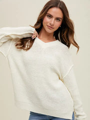 Mylonee V-Neck Sweater with Raw Edge Details