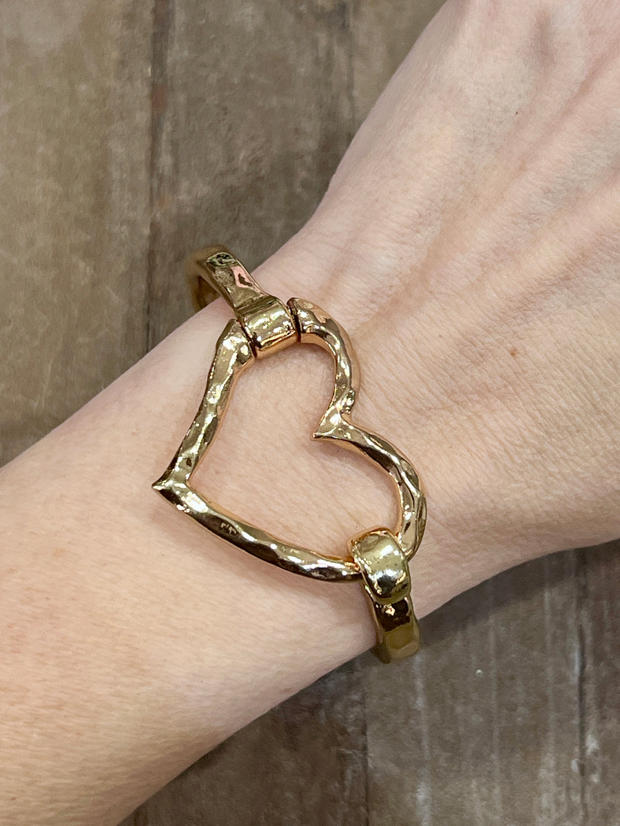 Metal Hinged Heart Bracelet