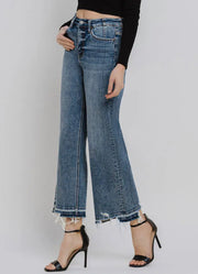 Poison Super High Rise Wide Leg Destroyed Crop Jeans