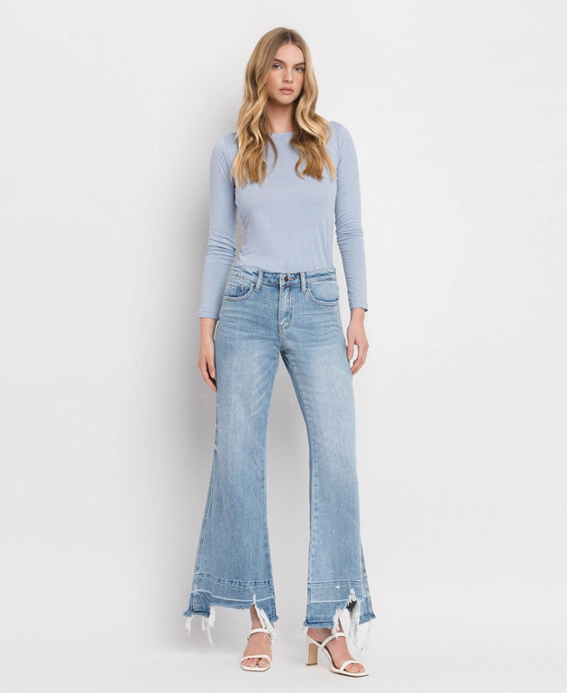 Joplin High Rise Unrolled & Destroyed Hem Flare Jeans