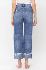 Jodie High Rise Dad Jeans with Edge Grinding Cuffs