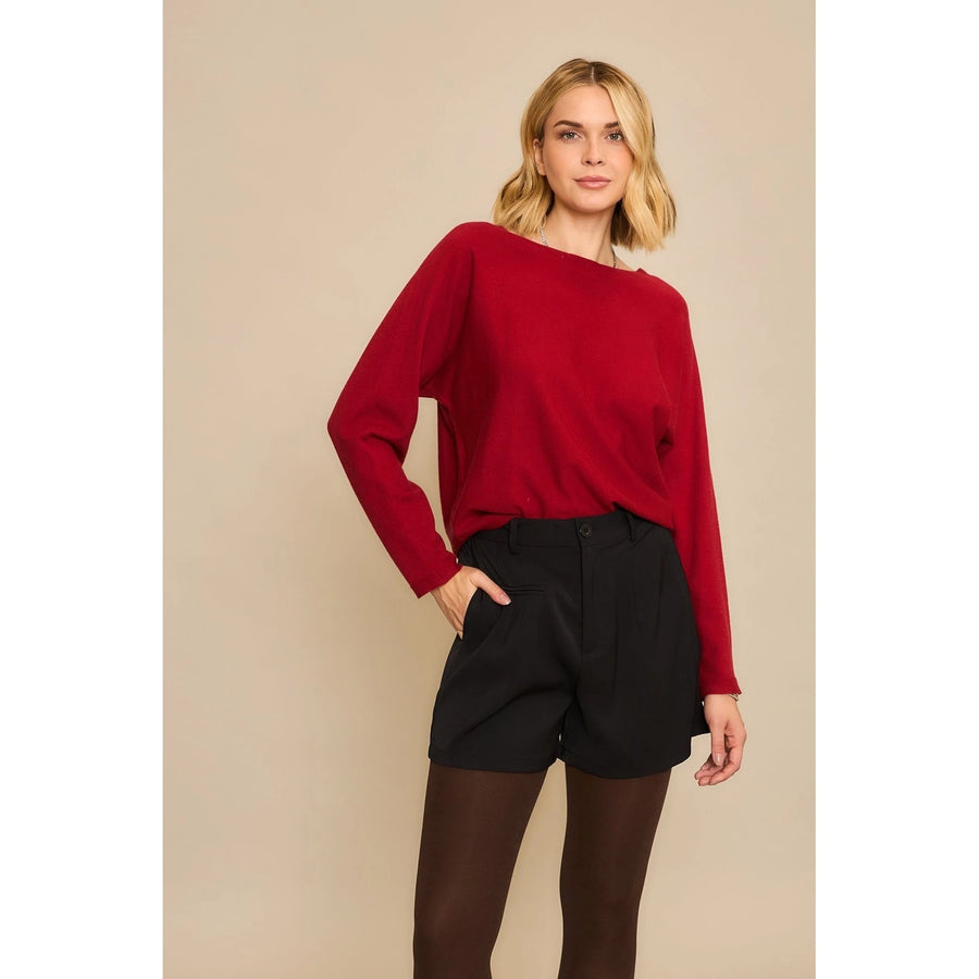 Vanderbilt Boatneck Dolman Long Sleeve Crop Sweater