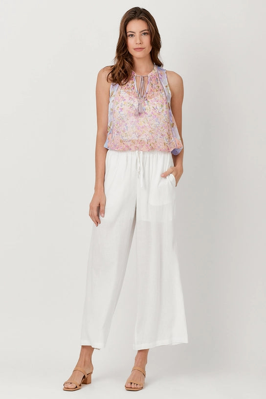 Pamela Drawstring Waist Linen Wide Leg Pants