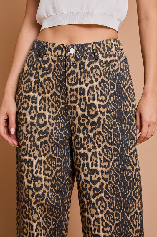 Nala Leopard Print Wide Leg Pants
