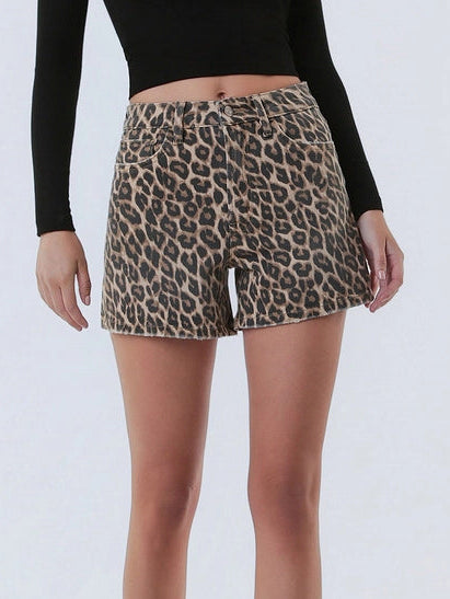 Lovervet Super High Rise Leopard Print A-Line Shorts