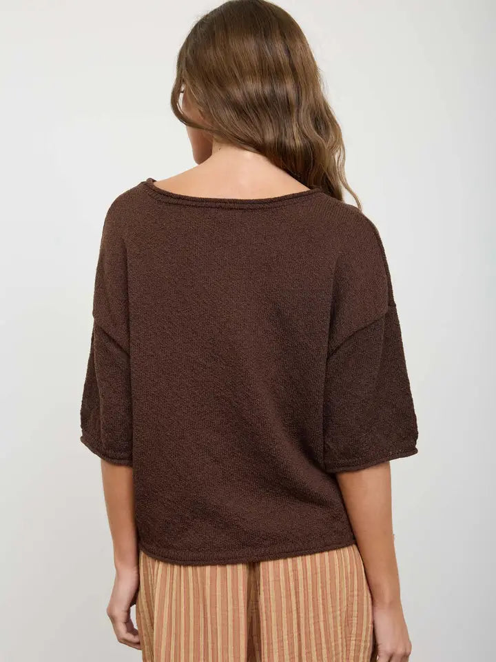 Daria Drop Shoulder Half Sleeve Knit Pullover Sweater