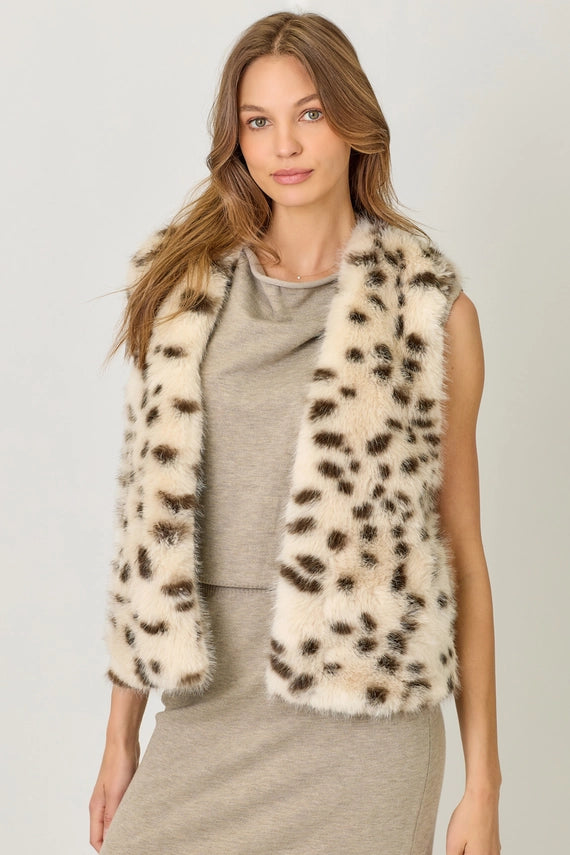 Snow Leopard Faux Fur Minky Vest