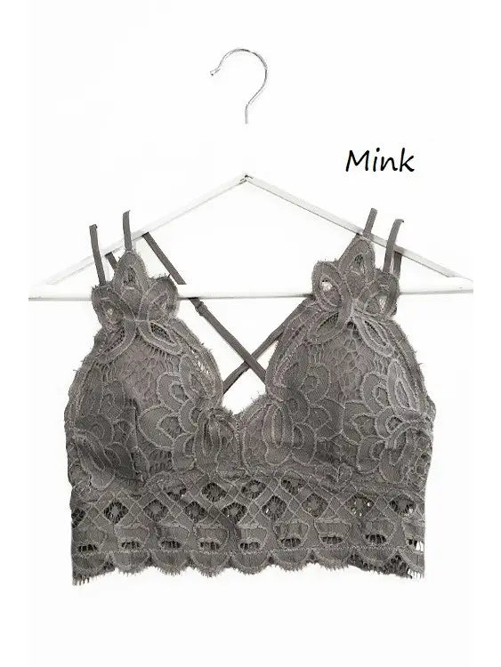 Kaci Floral Scalloped Lace Cami Bralette