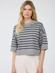 Chelsey Exposed Seam Striped Sweater Top