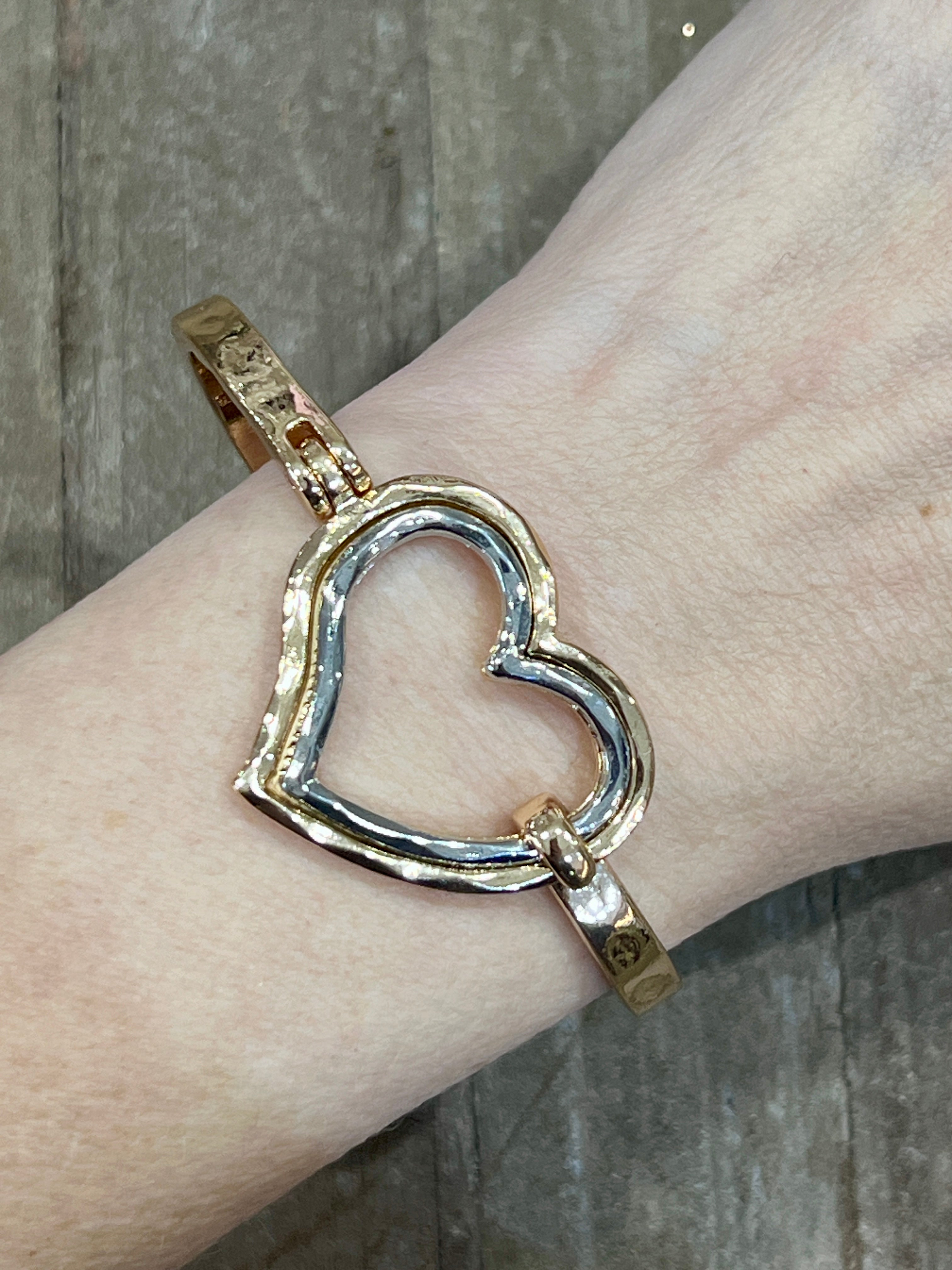 Metal Hinged Heart Bracelet