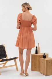 Angela Puff Sleeve Pleated Front Mini Dress