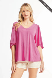 Cali Flutter Sleeve Solid Top