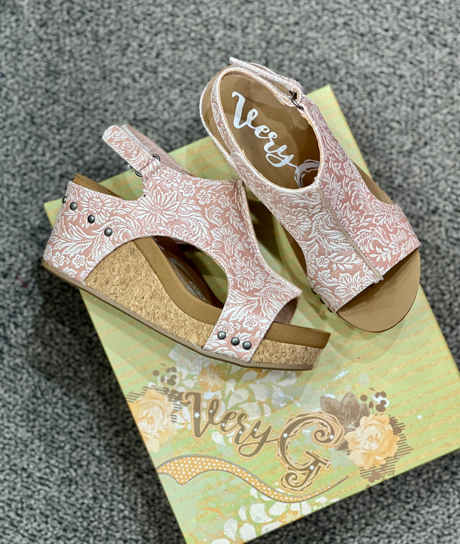 Isabella Tooled Cork Wedge Sandal