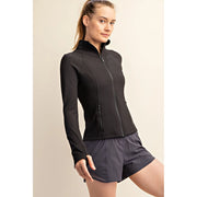 Simone Slim Fit 2x2 Nylon Rib Active Jacket