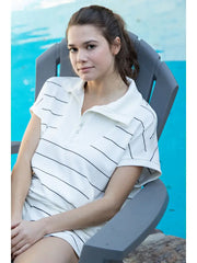 Ashton Luxe Quarter Zip Mock Neck Short Sleeve Pullover Lounge Top