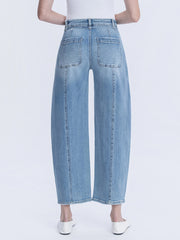 Troubadour High Rise Wide Barrel Leg Jeans with Waist Tie