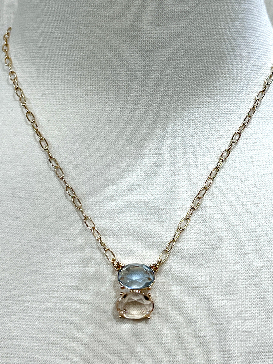 Meghan Browne Dulla Blue/Clear Gold Necklace