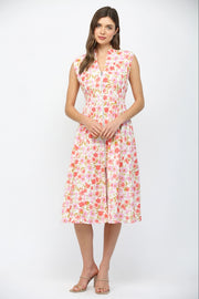 Summer Terrace Floral Print Smocked Waist Midi Dress by Fate