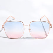 Top Gun II Colorful Lenses Gradient Aviator Sunglasses with Chain Detail
